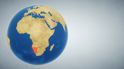 Earth globe with country of Namibia highlighted in red. 3D illustration. Elements of this image furnished by NASA