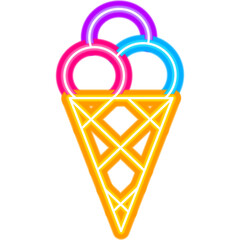 Ice Cream Balls Neon Icon - 489920227