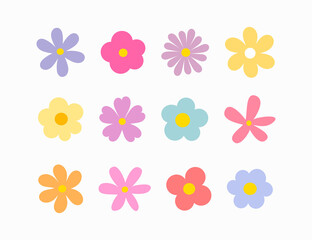 Cute flowers icons set. - 489921467