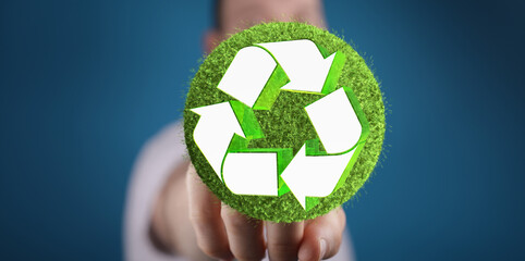 Green recycle sign, three arrows 3D