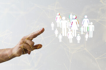 Global network. Blockchain. 3D illustration. Neural networks and artificial intelligence. Abstract