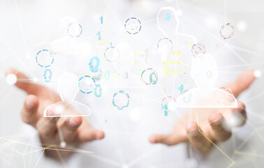 Abstract technology group and data 3d