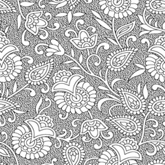 Fototapeta premium Monotone blue and grey of silhouette tropical foliage and fill in stripe leaves in colorful mood seamless pattern in vector for fashion fabric and all prints