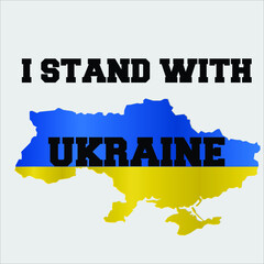 Obraz premium I Stand With Ukraine map Flag, Stop War campaign. support Ukraine SOS Ukraine 2022 vector illustration image template for the shirt, poster card banner ready print, merch, kdp, and all print on demand