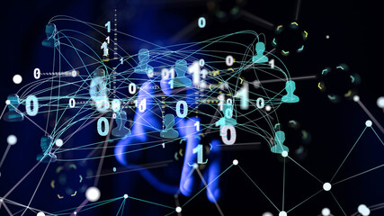 Abstract technology group and data 3d