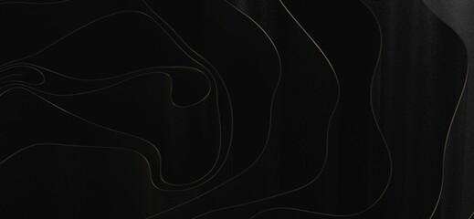 Black fabric satin silk background, Elegant luxurious cloth backdrop. 3d illustration..