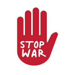 Fototapeta na wymiar Stop war sign on hand icon.