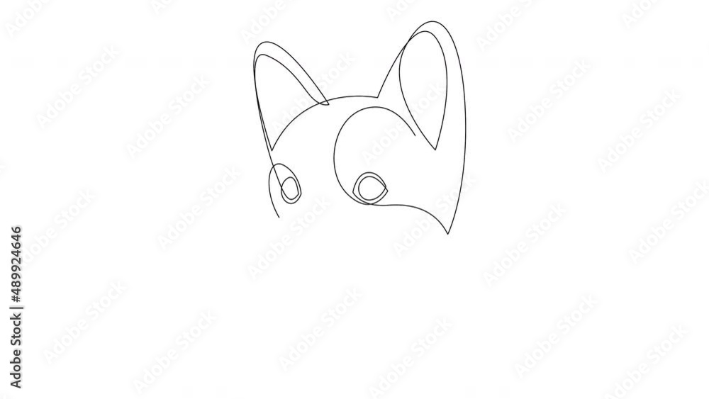 Poster self drawing simple animation of single continuous one line drawing yorkshire terrier. dog head draw