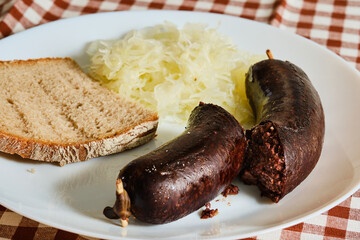 Czech sausage Jelito on plate