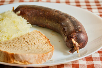 Czech sausage Jelito on plate
