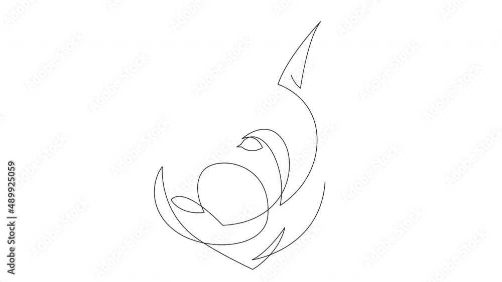 Poster self drawing simple animation of single continuous one line drawing yorkshire terrier. dog head draw