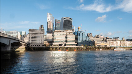 Naklejka premium Financial London. The skyscrapers and modern architecture of the City of London business and financial district known as The Square Mile.