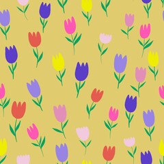 seamless pattern with tulips