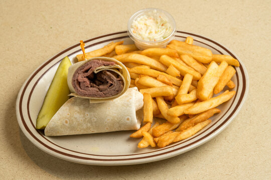 Roast Beef Wrap With French Fries