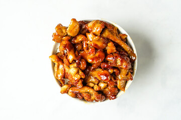 Bourbon chicken in a bowl