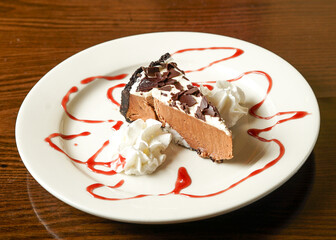 Chocolate cheesecake on a plate
