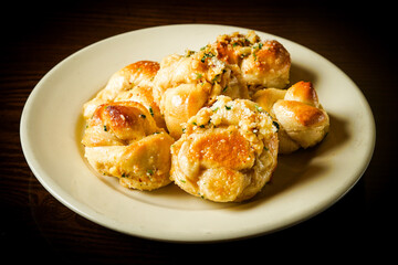 Garlic knots on a plate