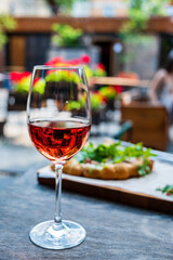 summer terrace with glasses of wine