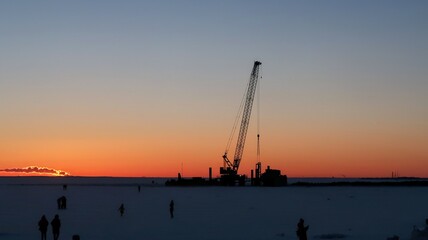 Obraz premium sunset at the harbor