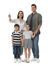 Fototapeta premium Children with their parents together on white background
