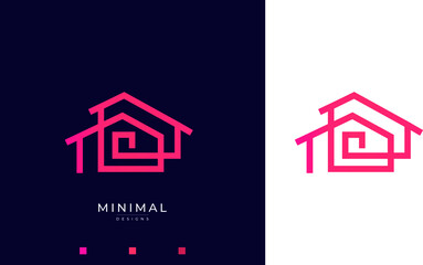 A line art icon logo a modern stylish house, home