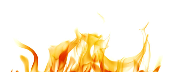 orange flame small sparks isolated on white