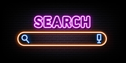 search browser window neon sign. neon symbol