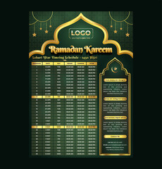 Ramadan Kareem Fasting and Prayer time Guide. Ramadan Calendar Design Template.Ramadan Prayer Timing Calendar. Islamic Calendar and Sehri Ifter time Schedule. Ramadan Kareem Flyer Design.