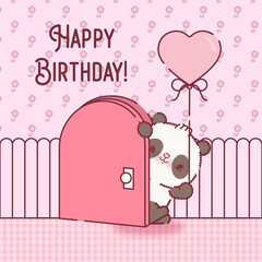 Cute panda bear birthday card template