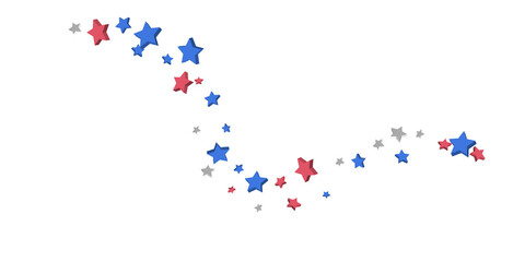 Shooting stars confetti 3D. Multi-colored stars. Festive background. Abstract pattern on a white background. Design element. Vector illustration, EPS 10.