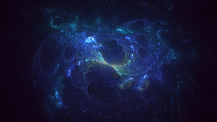 3D rendering abstract blue fractal light background
