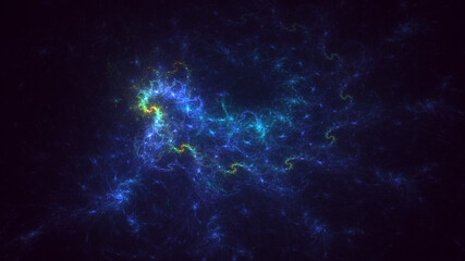 3D rendering abstract blue fractal light background