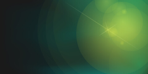 Fototapeta premium Glow yellow on a dark green background. Depth. Abstract dark background