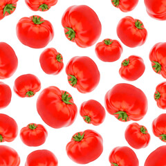 Seamless pattern of tomatoes on a white background