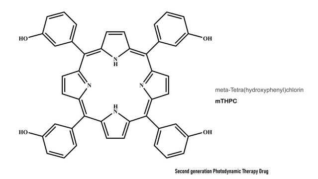 Temoporfin Is A Photosensitizer (based On Chlorin) Used In Photodynamic Therapy For The Treatment Of Squamous Cell Carcinoma Of The Head And Neck