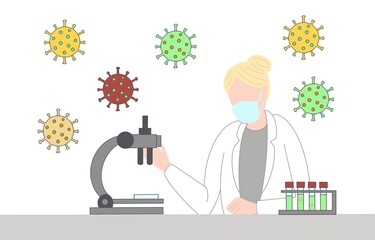 scientist looking at microscope, Virus, doctor, covid, laboratory