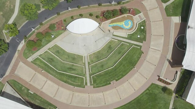 Aerial top down drop down view of outside amphitheater