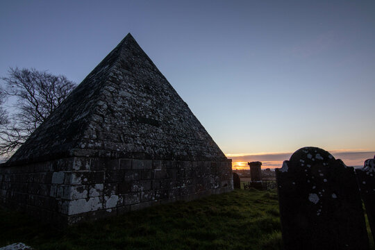 Pyramid tomb near Arklow in the morning