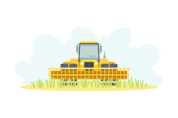 Obraz na płótnie Canvas Combine harvester agricultural farming machinery vector illustration on white background