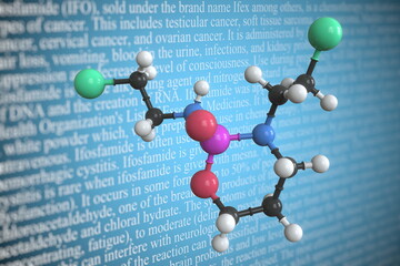 Molecular model of ifosfamide, 3D rendering