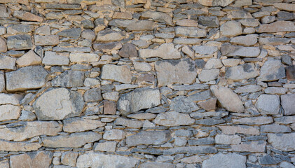 Old antique stone wall texture. Rocky Structure Backdrop. Background.