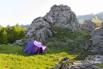 Camping tent in Dajti mountains, Albania