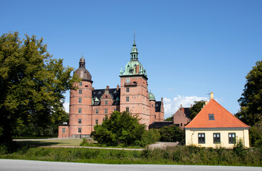 Fototapeta na wymiar Castle of Vallo, Denmark on a sunny summer day. Royal Denmark. 