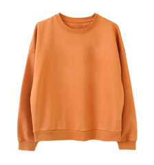 Orange brown sweatshirt isolated on white. - obrazy, fototapety, plakaty