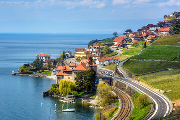 Fototapeta na wymiar Rivaz town on Lake Geneva, Switzerland