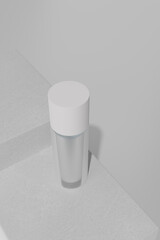 3d render. Mockup bottle of essence toner in natural light. Face skin care cosmetics.