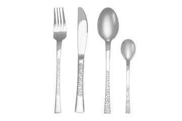 dining cutlery set on white background 