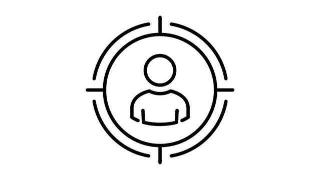 Target audience Animated line Icon. 4k Animated Icon to Improve Project and Explainer Video . Alpha channel