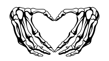 Fotobehang Hand. Human bones. Human skeleton. Illustration of a skeleton hand. Hands show a heart. © Andrew Ink
