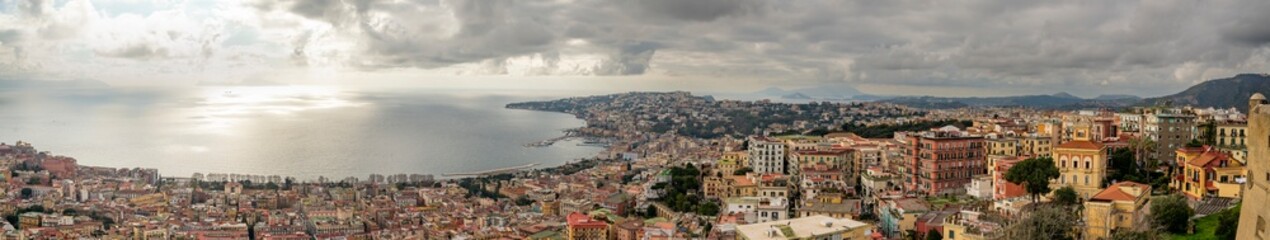 Fototapeta na wymiar Top view skyline Cityscape In the day lighhting. Naples, Italy